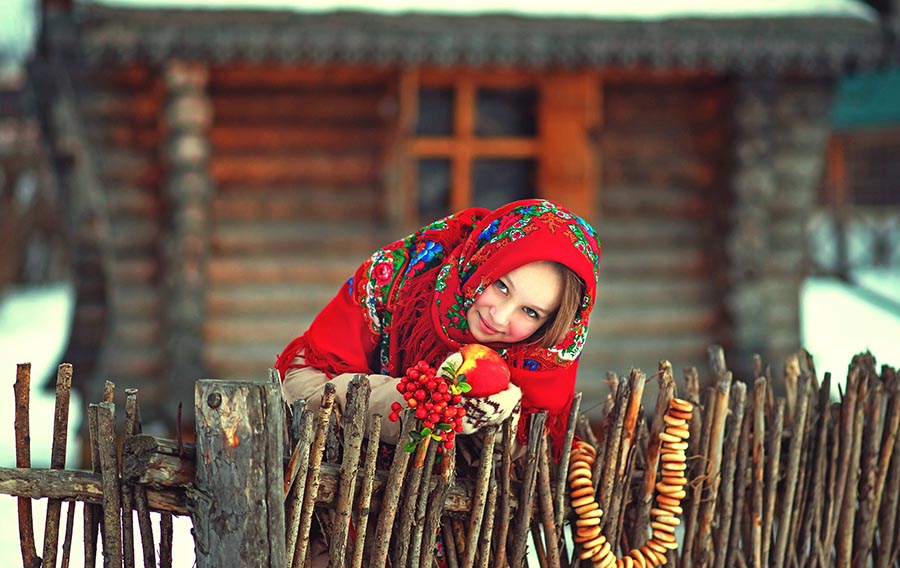Sexy girl Women in Slavic costumes in Qiqihar